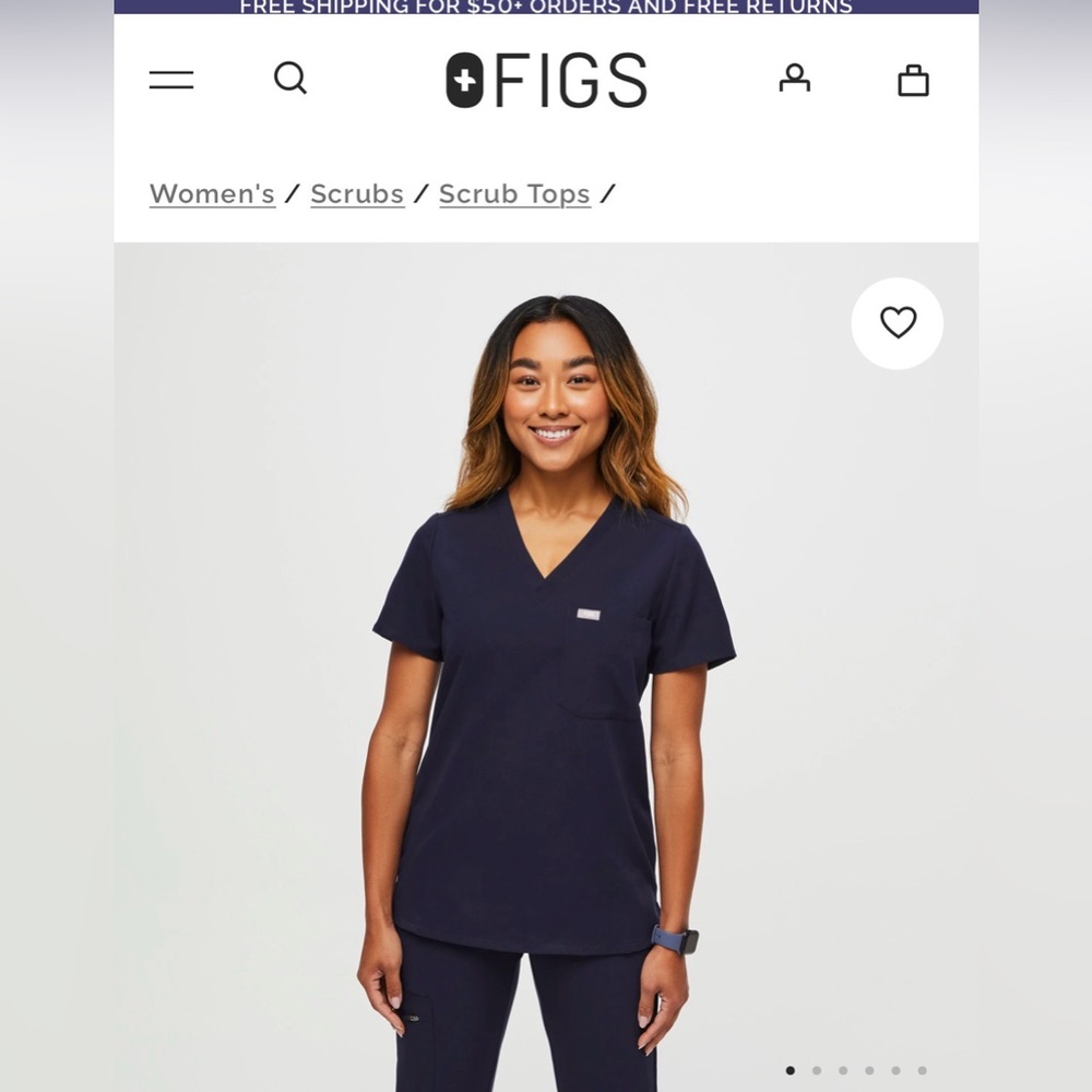 Figs Deep Blue V-Neck Scrub Top